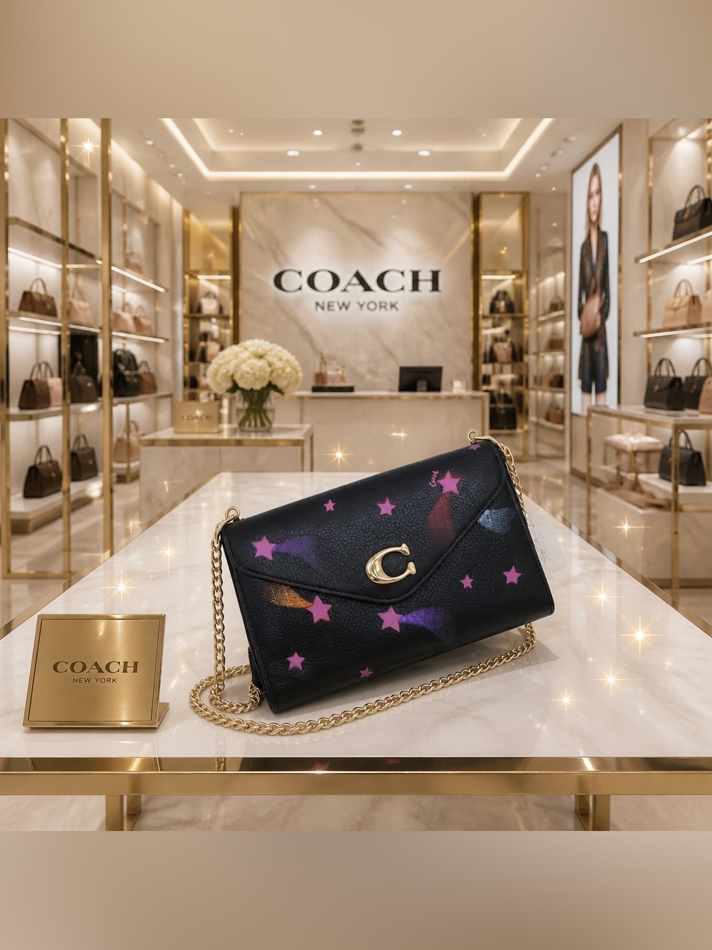 πNEW Coach Tammie Clutch Crossbody With Disco Star Print Convertible Bagπ - Picture 11 of 12